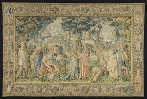 Cephalus og Procris Gobelin, der afbilder historien om Cephalus og Procris fra Diana-serien The Histories of Diana (serietitel) af François Spiering (workshop of)