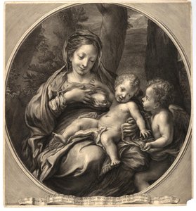 François Spierre - Madonna del Latte (Jomfru og barn med engel), efter Correggio, W,8.14