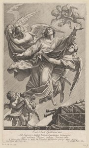 Saint Louis IX båret til himlen af ​​to engle Sanctus Ludovicus (titel på objekt) af François Tortebat