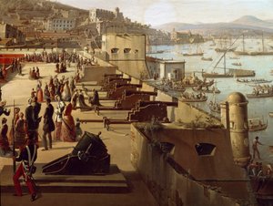 Kanonerne i Detaljefæstningen. Maleri af Frans Vervloet (1795-1872) Napoli, Museo Nazionale di San Martino