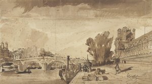 Seinen og Pont Royal; til højre Pavillon de Flore og en fløj af Louvre af François Victor Sabatier