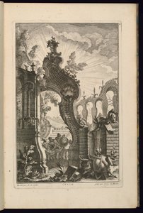 Design til springvand med espalierbuer af François de Cuvilliés the Elder