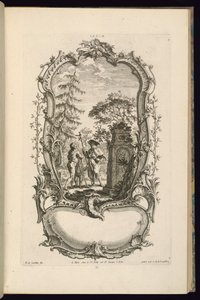 Design til en kartouche med store og små rum af François de Cuvilliés the Elder