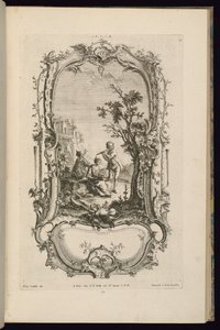 Design til en kartouche med store og små rum af François de Cuvilliés the Elder