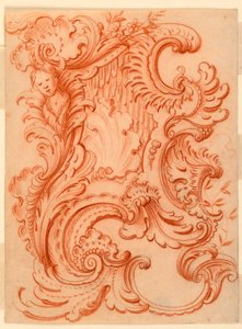 Tegning til en Rocaille-escutcheon
