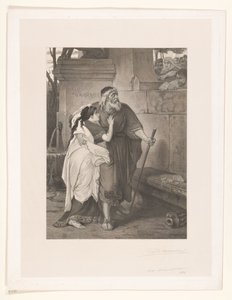 Blind Ødipus ledet af Antigone af François de Meersman (signed by artist)