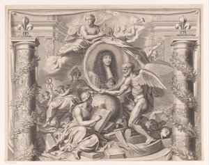 Allegorisk portræt af Ludvig XIV (øverste del) af François de Poilly (I)