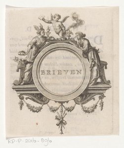 Allegorisk figur og skrivende kvinde Bogstaver (titel på objekt)