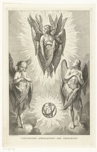 Tre serafer i forskellige afskygninger Flere billeder af Cherubim (titel på objekt) af François van Bleyswijck