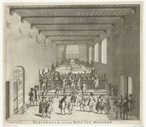 Retten i Holland i møde, ca. 1700 Pleitrolle van den Hove af Holland (titel på objekt)