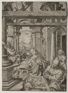 Tilbedelse af hyrden af Frans Crabbe van Esplegem