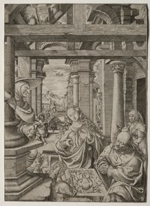 Tilbedelse af hyrden, ca. 1522-1525. af Frans Crabbe van Esplegem