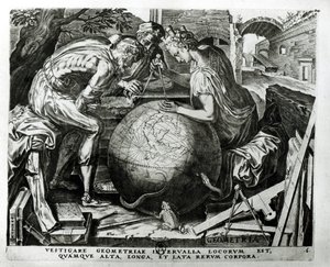Geometri, graveret af Hieronymus Cock (ca.1510-70) af Frans Floris