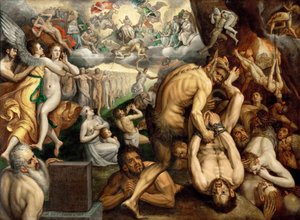 Den sidste dom - Frans I de Vrient (Vriendt) dit Frans Floris, den ældre (1519-1570). olie på lærred