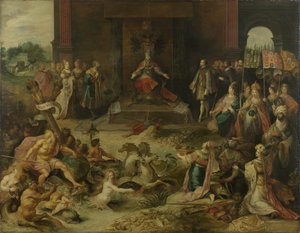 Allegori om abdikation af kejser Karl V i Bruxelles 25. oktober 1555, 1642