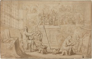 En kunstners studie [recto] af Frans Francken the Younger