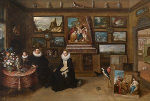 Kunstkammeret med et ægtepar og deres søn, første tredjedel af 1600-tallet.