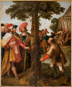 Miraklet med træet fældet. Sankt Gummarus mirakel, 1627.