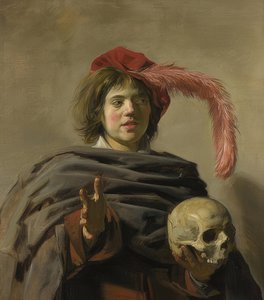 Portræt af en ung mand med et kranie (Vanitas). 1626-28 af Frans Hals