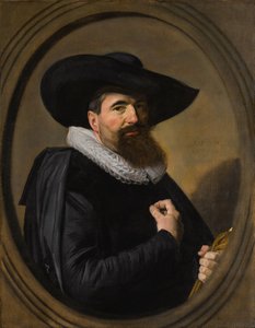 Hollandsk: Portret van een man Portræt af en mand med hat og flæsekrave af Frans Hals