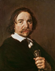 Portræt af en mand med en handske og sort hår, ca. 1657
