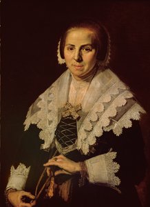Portræt af en kvinde med en vifte, 1640 af Frans Hals