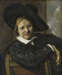 Portræt af en mand, der sidder og bærer en blød hat af Frans Hals