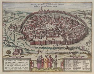 Jerusalem-kortet Fra: Jansson, Jan Kort over de berømte byer i Spanien, Amsterdam, 1657, 1657 af Frans Hogenberg
