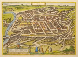 Vilnius fra verdens første teater af Georg Braun, 1580