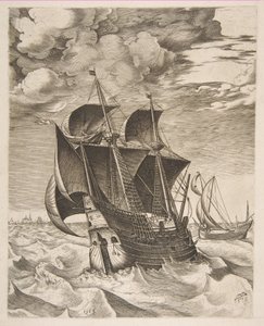 En hollandsk Hulk og en Boeier fra The Sailing Vessels, 1565