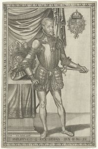 Portræt af kong Filip II af Spanien Fuld længde portrætter af konger og dronninger (serietitel) af Frans Huys