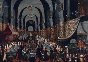 ""Le festin de Balthazar" (Belshazzars fest) Maleri af Franz Francken II sagde den yngre (1581-1642) Privat samling