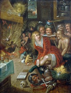 Heksenes køkken af Francken, Frans, den yngre (1581-1642). Olie på kobber, størrelse: 28x22, ca 1604, privat samling