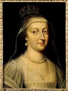 Portræt af Anne af Østrig (1601-1666), dronning af Frankrig. Maleri af Frans Pourbus Le Jeune (Francois (Franz) Porbus af Frans II Pourbus