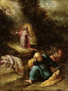 The Agony in the Garden (olie på kobber forhøjet med guld) af Frans II the Younger Francken