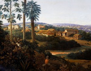 Serinhaem landsby i Brasilien eller hjemmet til en sukkerrørsplanter i Brasilien (olie på lærred)