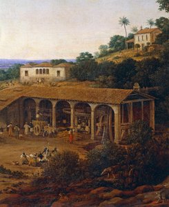 Sukkerrørmøller i Brasilien, af Frans Post (1612-1680), olie på lærred