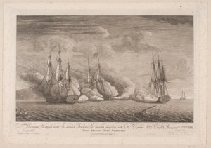 Briggen Lougen angribes ved St. Thomas, 3. marts 1801 af Frans Martin Dodt