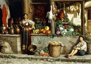 Et Grøntsagsmarked; Et grøntsagsmarked, 1874 af Frans Meerts