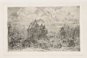 Udsigt over Nieuwmarkt, Amsterdam af Frans Schikkinger