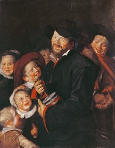 Mand underholdende børn med en Rummel af Frans School of Hals