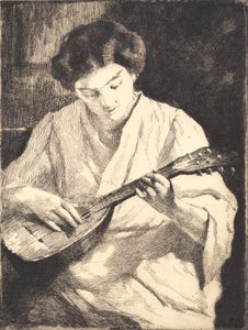 Mandolinspillende dame af Frans Schwartz