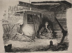 Maria, Kristusbarnet og Josef julemorgen af Frans Schwartz