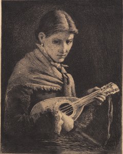 Ung pige med mandolin af Frans Schwartz