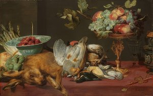 Stilleben med småvildt og frugter af Frans Snyders or Snijders