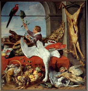 Indretning af kontorer Stilleben af vildt, vegles. maleri af Franz Snyders (1579-1657) 1600-tallet søn. 2,26x2,36 m Caen, Musee des Beaux Arts af Frans Snyders or Snijders