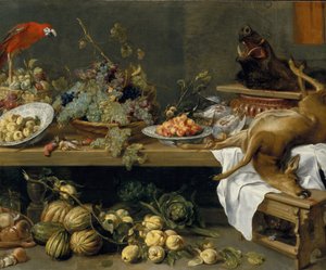 Stilleben med frugt, grøntsager og dødt vildt, 1635 af Frans Snyders or Snijders