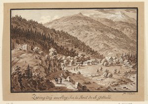 Schweizisk prospekt af Frans Xaver Triner