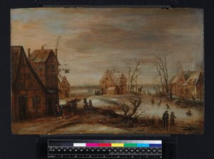 En landsby om vinteren af Frans de Momper