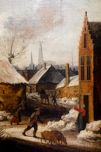 En landsby under sneen, detalje
